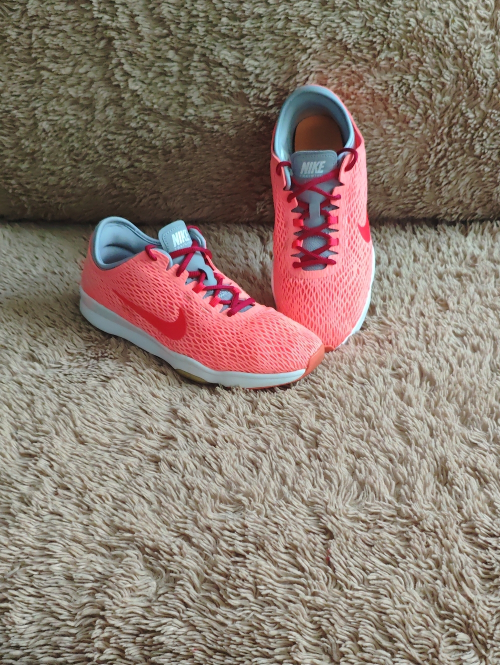 Nike Women’s Bright Coral Mesh Athletic Sneakers with Gray Accents